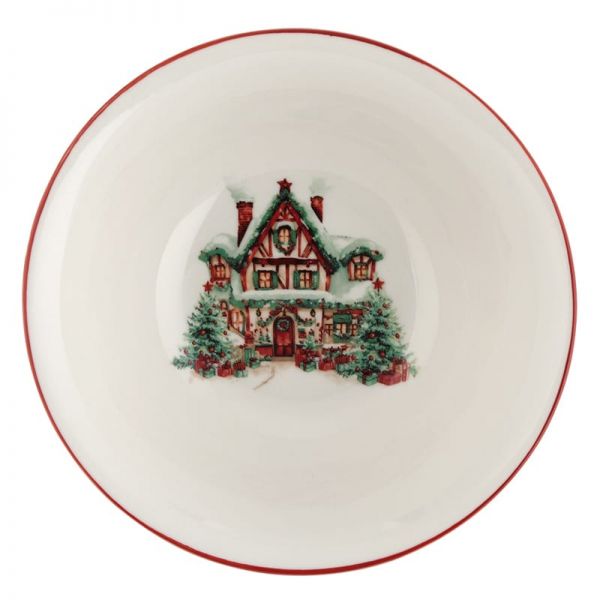 Karácsonyfás porcelán mélytányér 600 ml - Holly Dreams