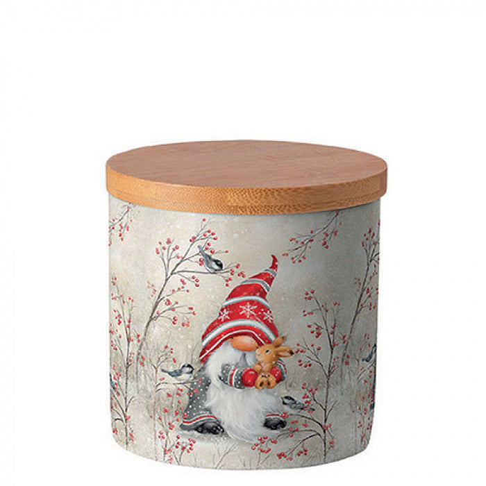 Konyhai tároló Karácsonyi manós porcelán konyhai tároló szilikon gyűrűvel Dwarf hug kicsi