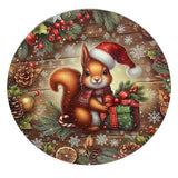 Karácsonyi mókusos műanyagdekor kerek tálca - 33 cm