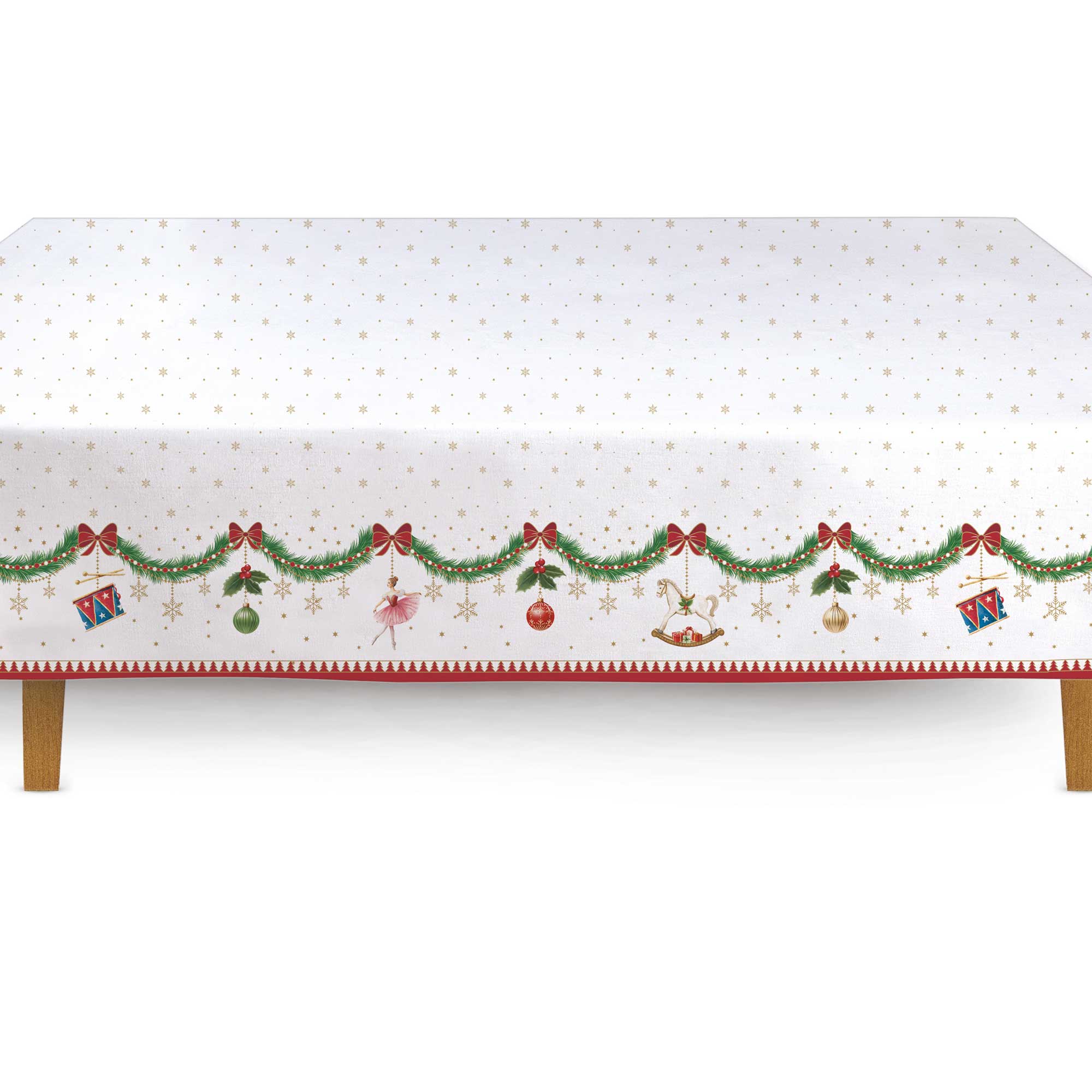 Tányér, étkészlet Karácsonyi pamut nagy asztalterítő 145 x 250 cm Magie de Noel