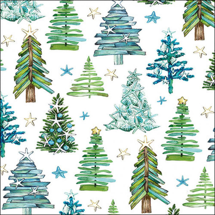 Szalvéta Karácsonyi papírszalvéta 33x33 cm Tree pattern green