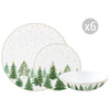 Tányér, étkészlet Karácsonyi porcelán 18 részes étkészlet fenyőfa dísszel Festive Trees