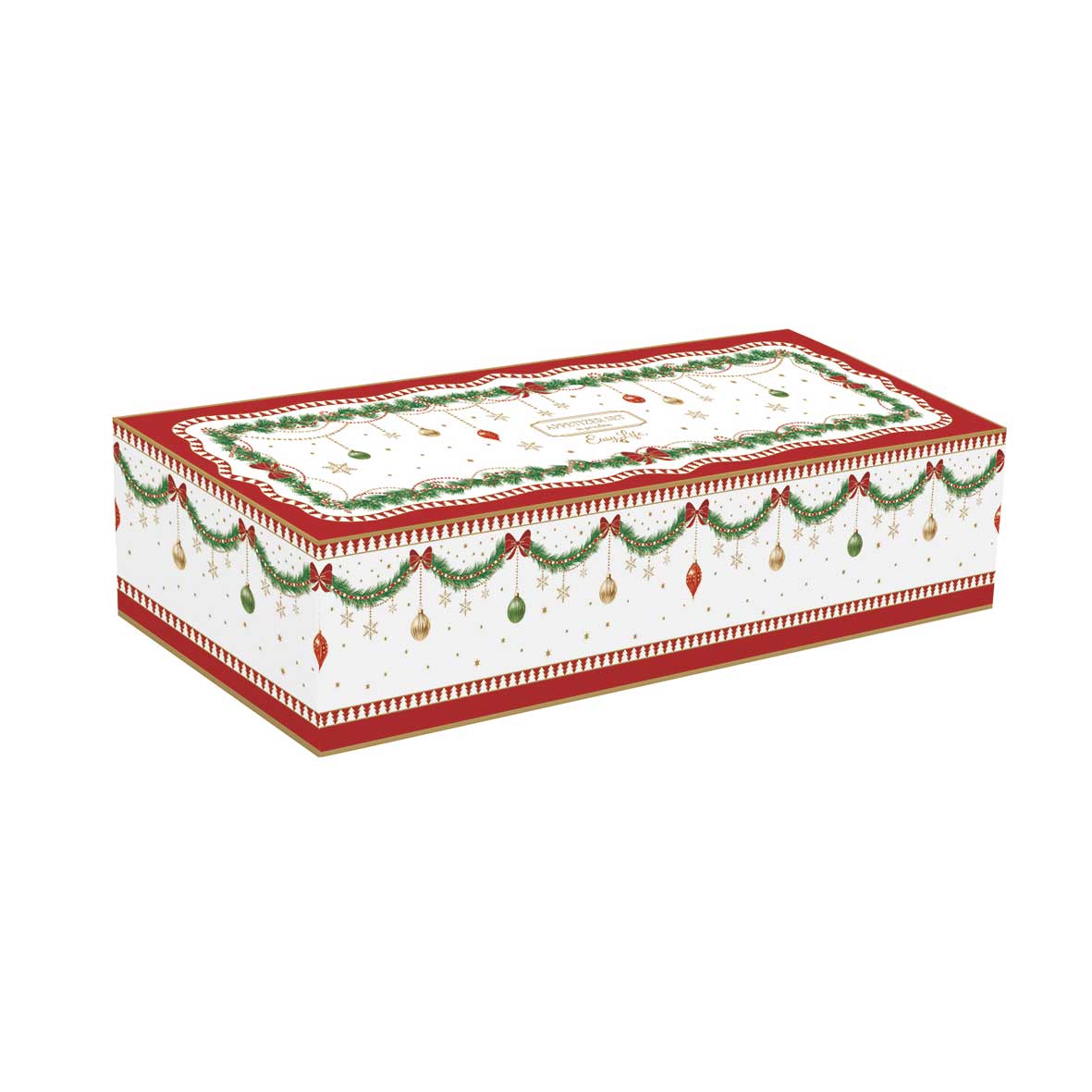 Tányér, étkészlet Karácsonyi porcelán 3 db tálka bambusz tálcán szett díszdobozban Magie de Noel