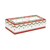 Tányér, étkészlet Karácsonyi porcelán 3 db tálka bambusz tálcán szett díszdobozban Magie de Noel