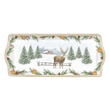 Tányér, étkészlet Karácsonyi porcelán asztali kínáló tálca szarvasos White Forest díszdobozban