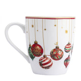 Karácsonyi porcelán bögre 450 ml karácsonyfa díszekkel