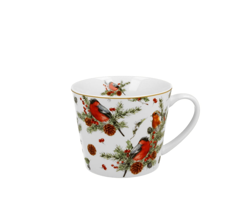 Bögre Karácsonyi porcelán bögre 610 ml díszcsomagolásban Madarak