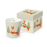 Bögre Karácsonyi porcelán bögre díszdobozban Snowflakes & Fox