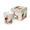 Bögre Karácsonyi porcelán bögre díszdobozban télapó szánkóval