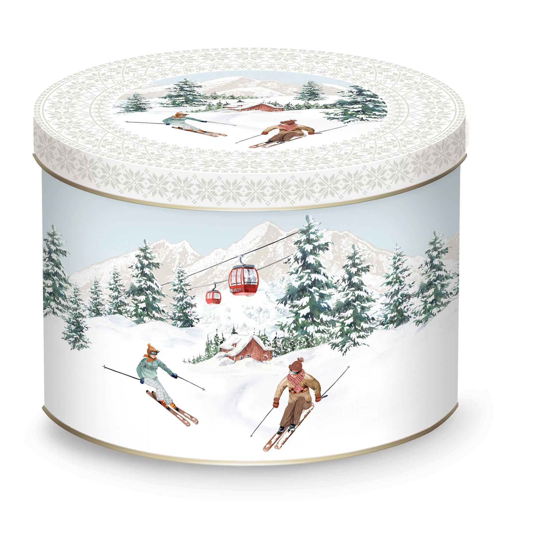 Bögre Karácsonyi porcelán bögre fém díszdobozban Chalet