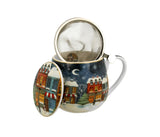 Bögre Karácsonyi porcelán bögre fém szűrővel tetővel díszdobozban Christmas City