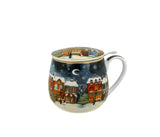 Bögre Karácsonyi porcelán bögre fém szűrővel tetővel díszdobozban Christmas City