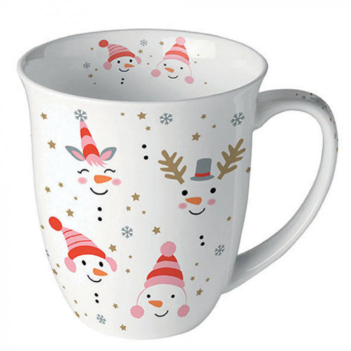 Bögre, csésze Karácsonyi porcelán bögre Vicces hóemberek