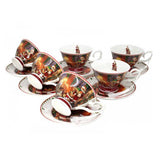 Tányér, étkészlet Karácsonyi porcelán csésze aljjal 180 ml - 6 személyes készlet - Télapós