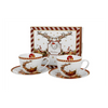 Bögre Karácsonyi porcelán csésze aljjal 2 személyes díszcsomagolásban Mikulás rénszarvas szánnal