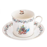 Karácsonyi porcelán csésze aljjal 220 ml fenyőágas