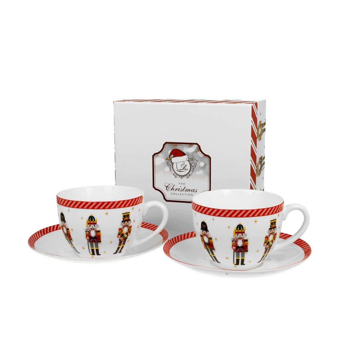 Tányér, étkészlet Karácsonyi porcelán csésze aljjal szett diótörős díszdobozban Christmas Nutcracker