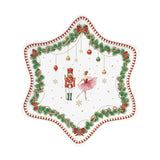 Tányér, étkészlet Karácsonyi porcelán csillag alakú tálca diótörős díszdobozban Magie de Noel