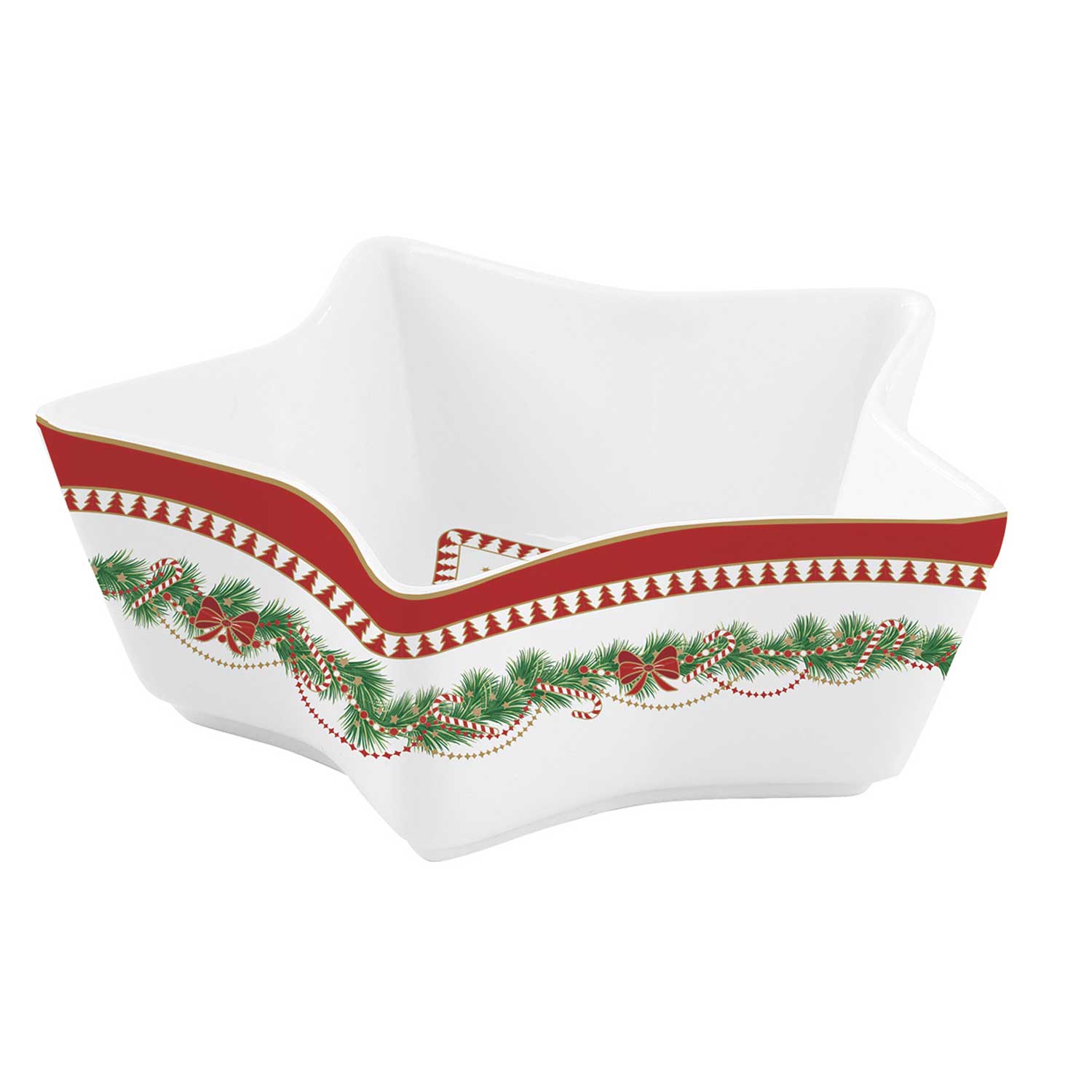 Tányér, étkészlet Karácsonyi porcelán csillag alakú tálka hintalovas díszdobozban Magie de Noel