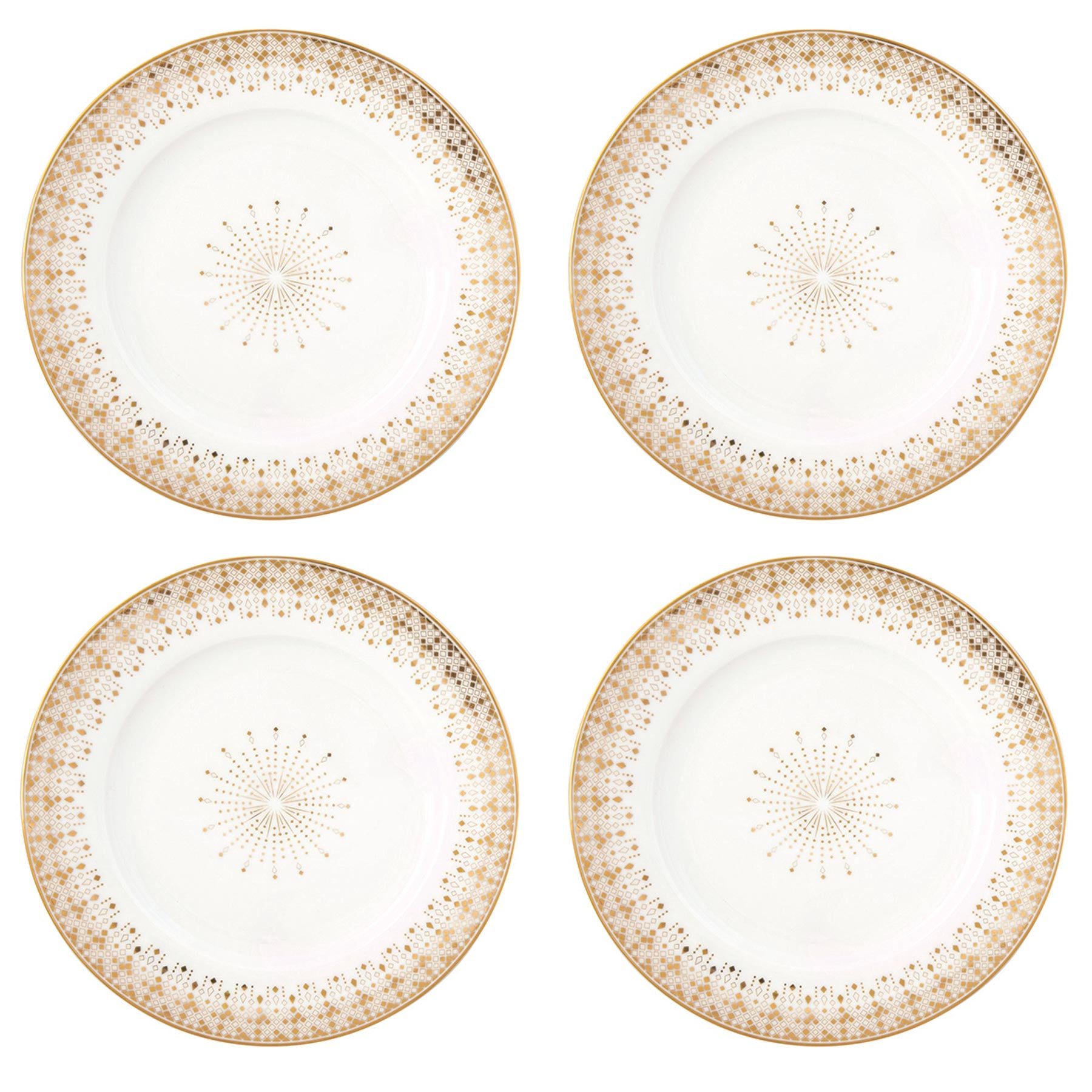 Tányér, étkészlet Karácsonyi porcelán desszertes tányér 4 db fehér arany Festive
