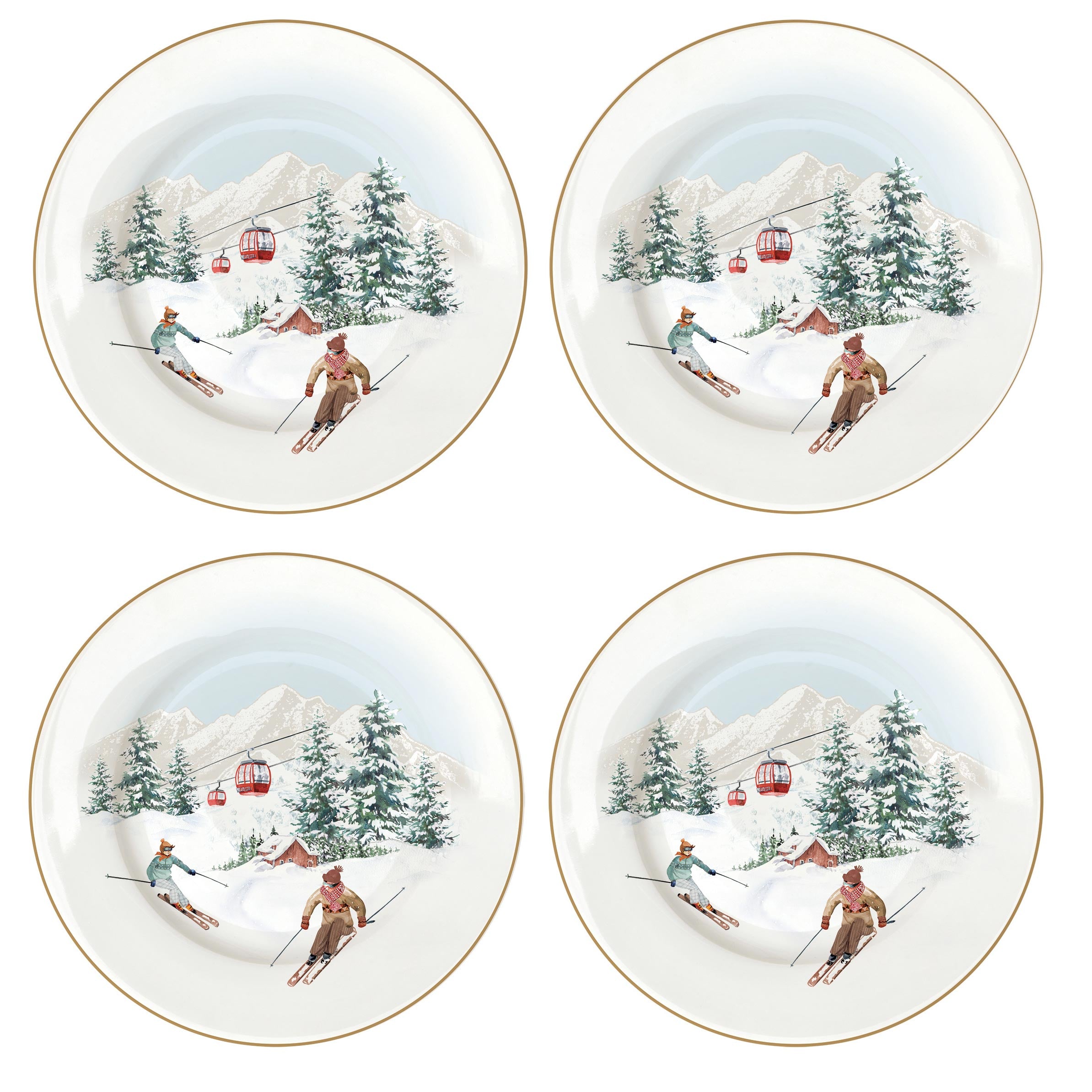 Tányér, étkészlet Karácsonyi Porcelán desszertes tányér 4 db szett Chalet