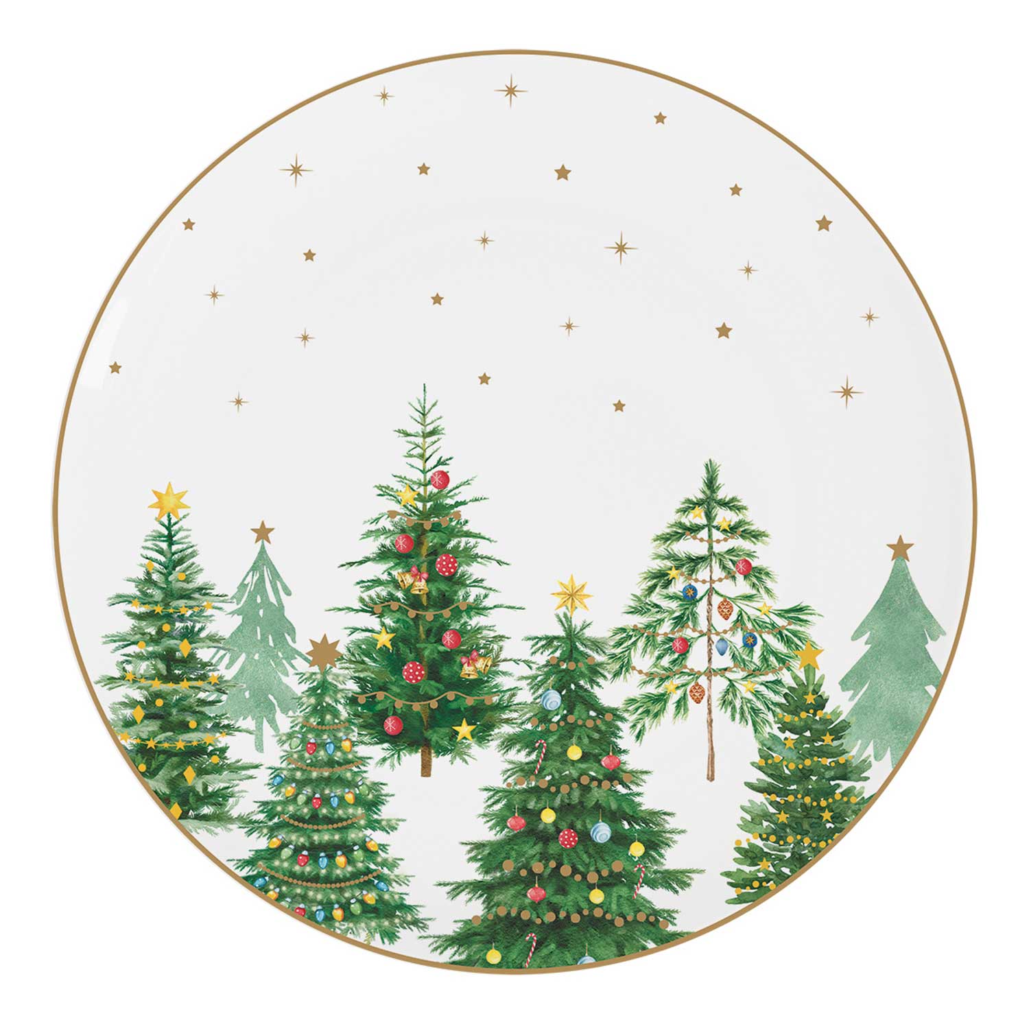 Tányér, étkészlet Karácsonyi porcelán desszertes tányér fenyőfa dísszel