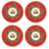 Tányér, étkészlet Karácsonyi porcelán desszertes tányér vörösbegy 4 db szett Christmas Berries