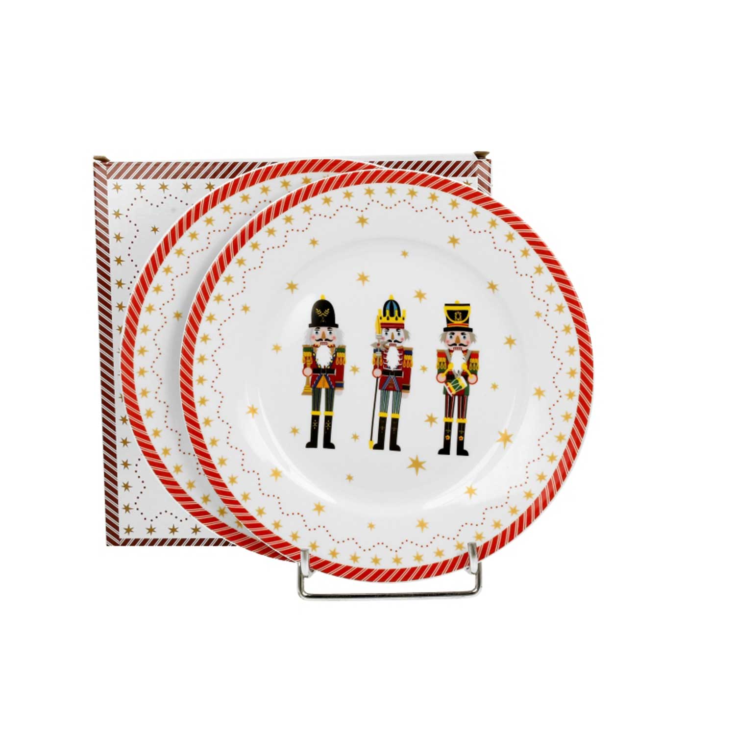 Tányér, étkészlet Karácsonyi porcelán diótörős desszertes tányér díszdobozban Christmas Nutcracker