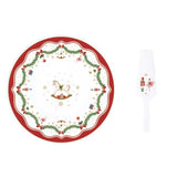 Tányér, étkészlet Karácsonyi porcelán diótörős tortatál lapáttal díszdobozban Magie de Noel