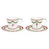 Tányér, étkészlet Karácsonyi porcelán eszpresszó kávés csésze aljjal 2 db szett díszdobozban Magie de Noel