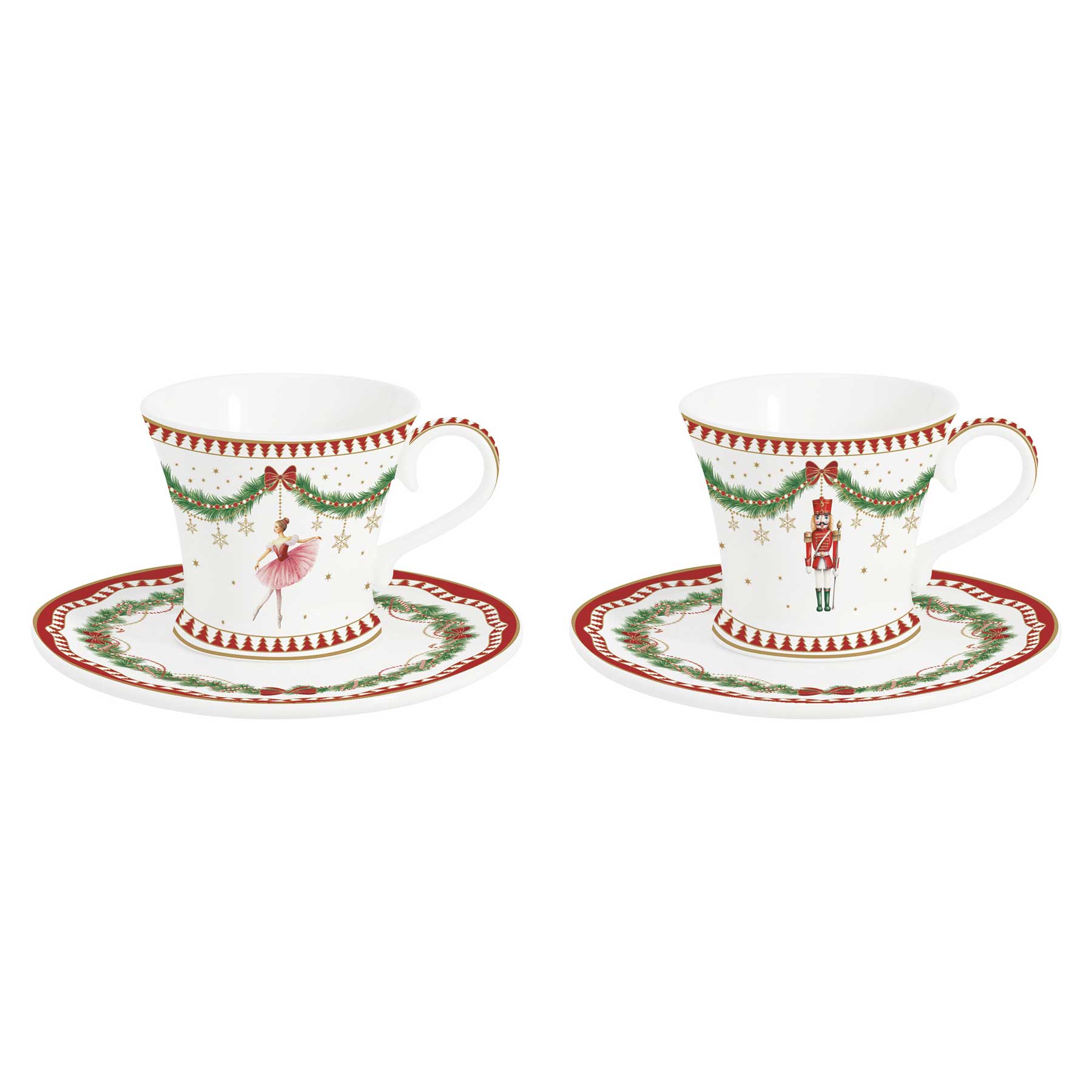 Tányér, étkészlet Karácsonyi porcelán eszpresszó kávés csésze aljjal 2 db szett díszdobozban Magie de Noel