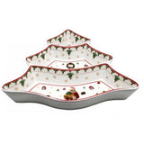 Tányér, étkészlet Karácsonyi porcelán fenyőfa formájú osztott kínálótálka - 23,5 cm - Télapós