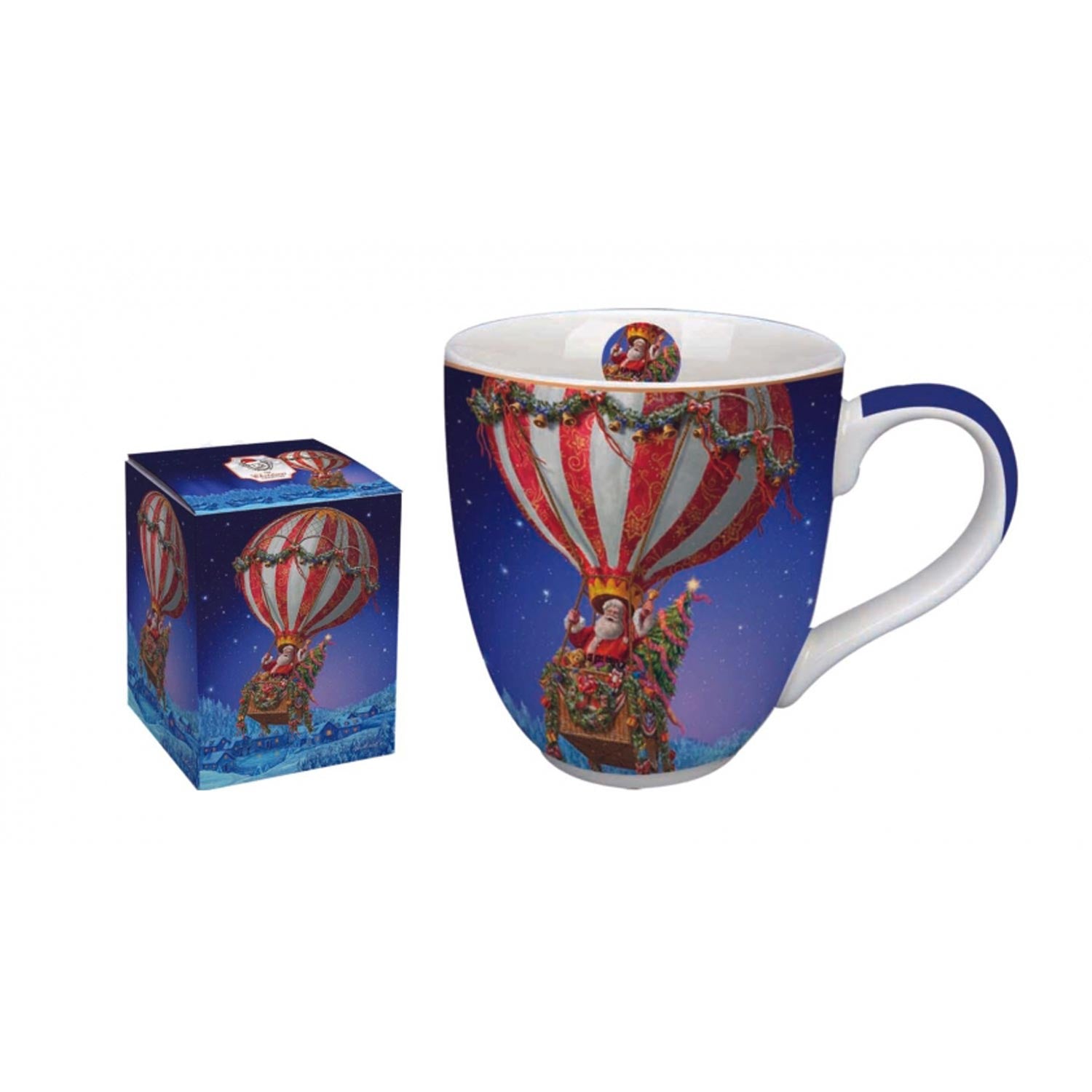 Bögre Karácsonyi porcelán jumbo bögre 1000 ml Mikulás hőlégballonban