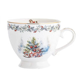 Karácsonyi porcelán bögre - 400 ml fenyőágas