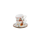 Bögre Karácsonyi porcelán kávés csésze 2 db szett aljjalmézeskalács macis díszdobozban