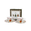 Bögre Karácsonyi porcelán kávés csésze 2 db szett aljjalmézeskalács macis díszdobozban