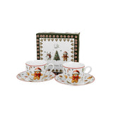Bögre Karácsonyi porcelán kávés csésze 2 db szett aljjalmézeskalács macis díszdobozban