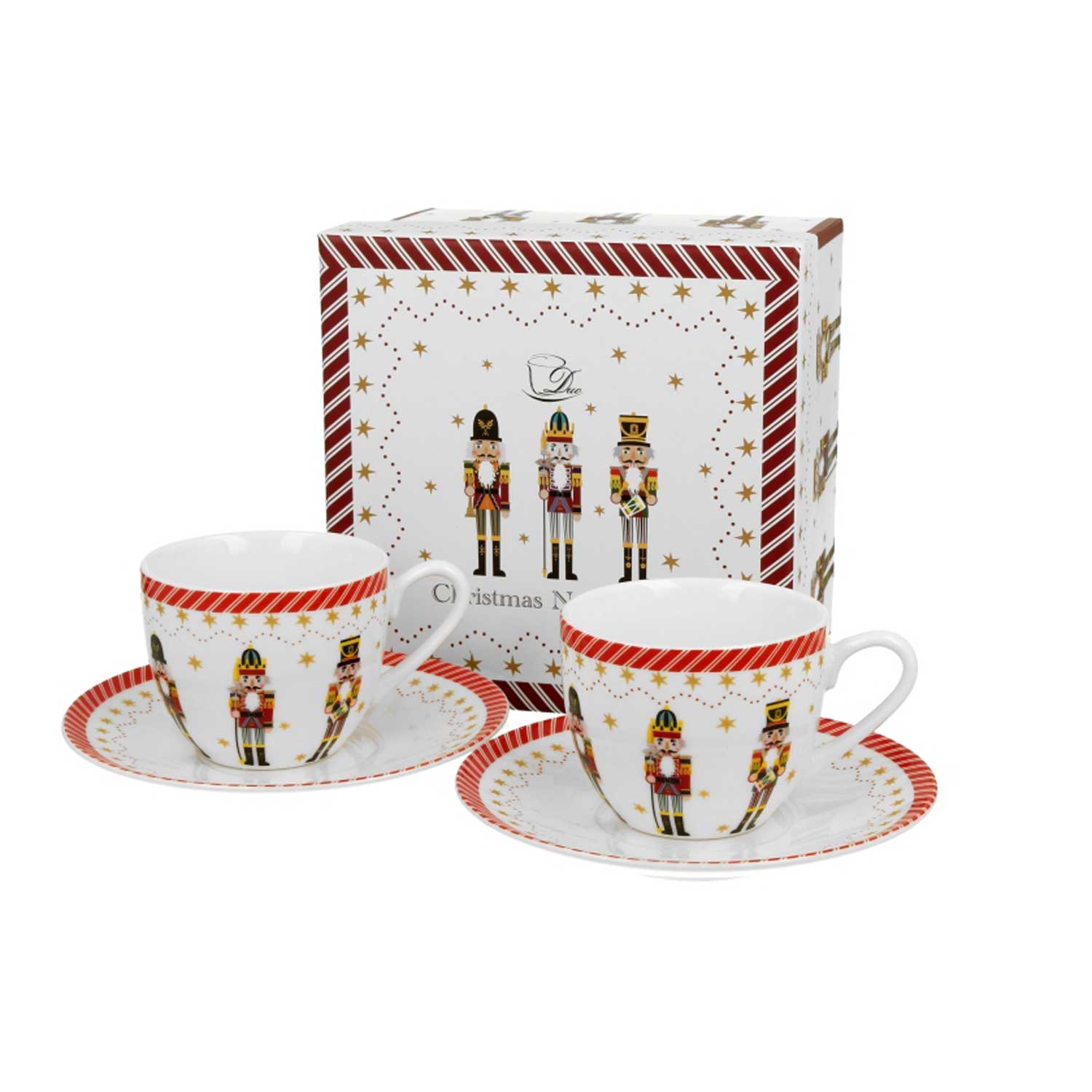 Tányér, étkészlet Karácsonyi porcelán kávés csésze aljjal diótörős díszdobozban Christmas Nutcracker