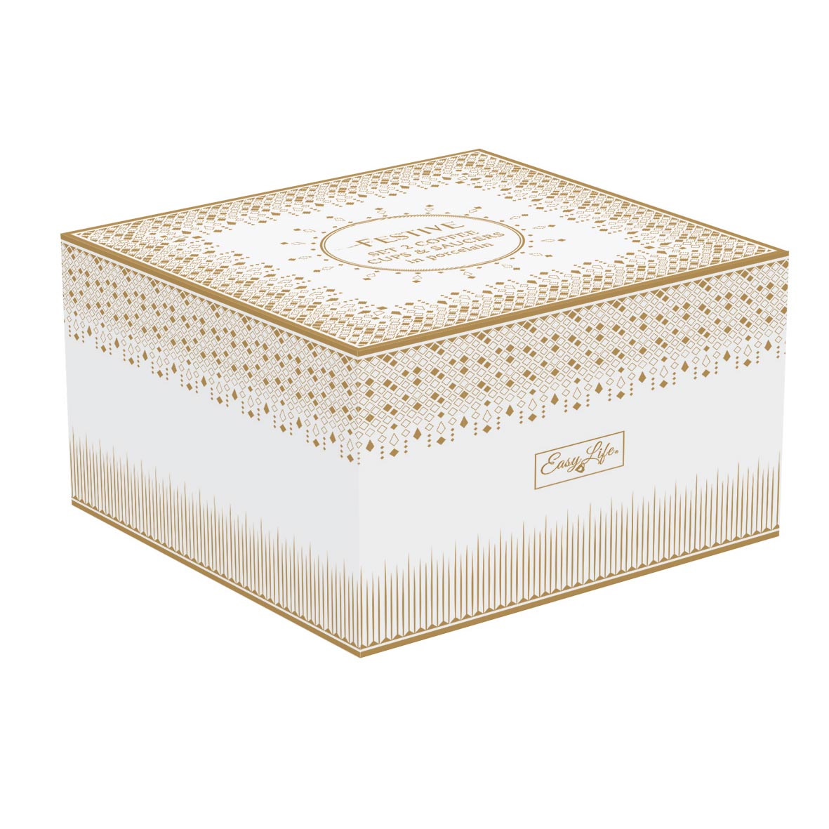Bögre Karácsonyi porcelán kávés csésze szett díszdobozban fehér arany Festive