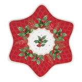 Tálca Karácsonyi porcelán kínáló csillag tálca Christmas Berries
