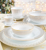 Tálca Karácsonyi porcelán kínáló tálca 35x15 cm fehér arany Festive