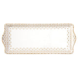 Tálca Karácsonyi porcelán kínáló tálca 35x15 cm fehér arany Festive
