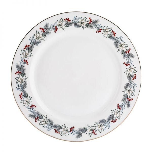 Karácsonyi porcelán fenyőágas lapostányér - 26,5 cm - Magic Christmas