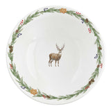 Tányér, étkészlet Karácsonyi porcelán mély nagy tál 15 cm szarvas mintás White Forest
