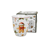 Bögre Karácsonyi porcelán nagy bögre mézeskalács macis díszdobozban 650 ml