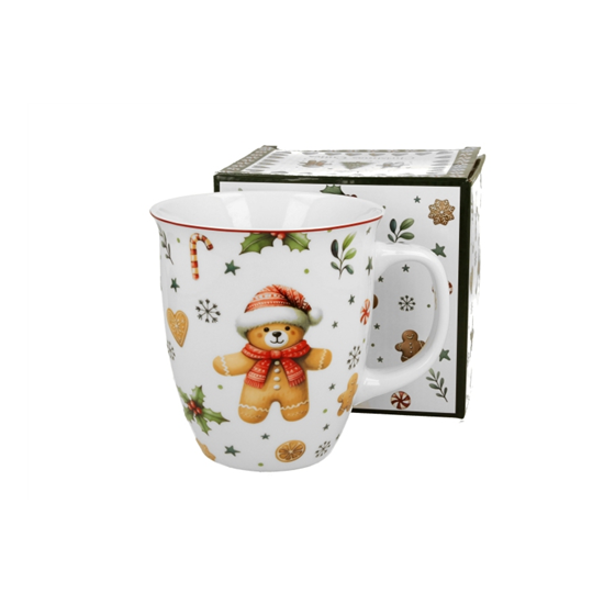 Bögre Karácsonyi porcelán nagy bögre mézeskalács macis díszdobozban 650 ml