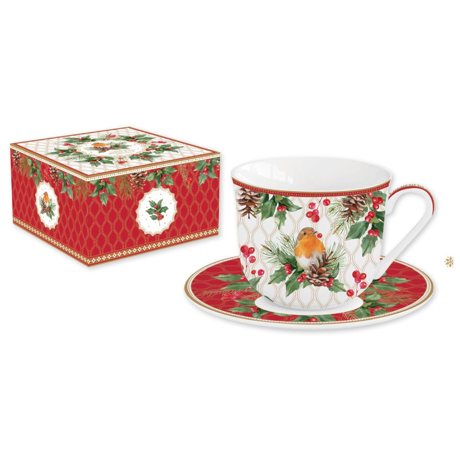 Bögre, csésze Karácsonyi porcelán nagy csésze díszdobozban Christmas Berries