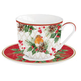 Bögre, csésze Karácsonyi porcelán nagy csésze díszdobozban Christmas Berries