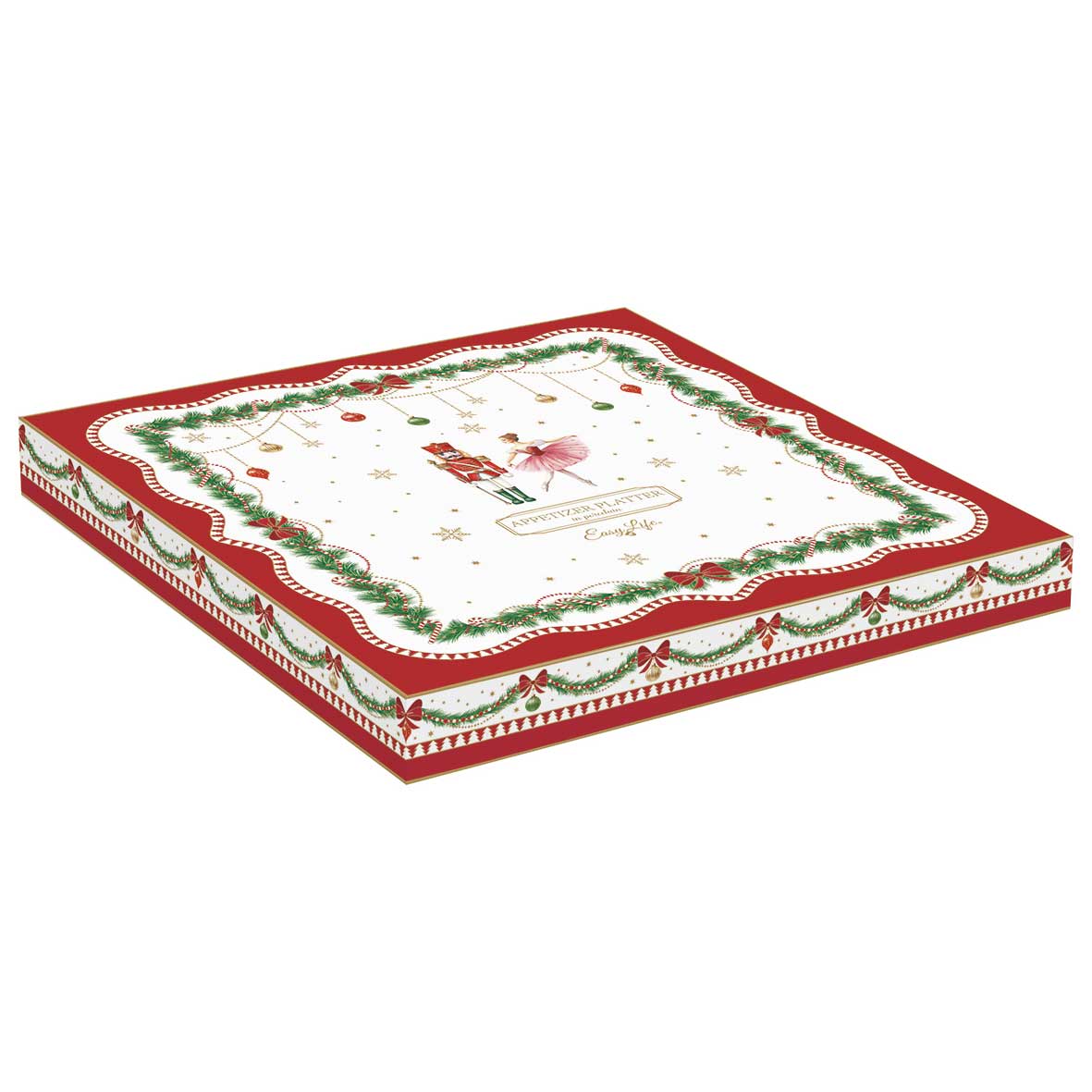 Tányér, étkészlet Karácsonyi porcelán osztott kínáló tálca díszdobozban Magie de Noel