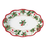 Tálca Karácsonyi porcelán ovális kínáló tál Christmas Berries